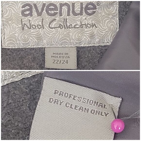 Avenue Gray Wool Blend Double Breasted Peacoat Dark Academia Size 22/24 - Picture 3 of 8